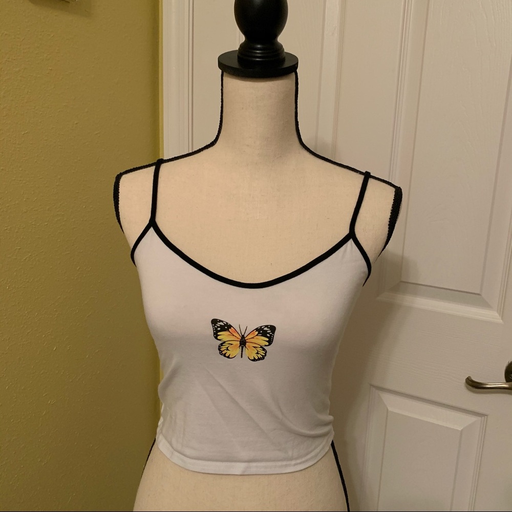 Butterfly White Crop Top (M)